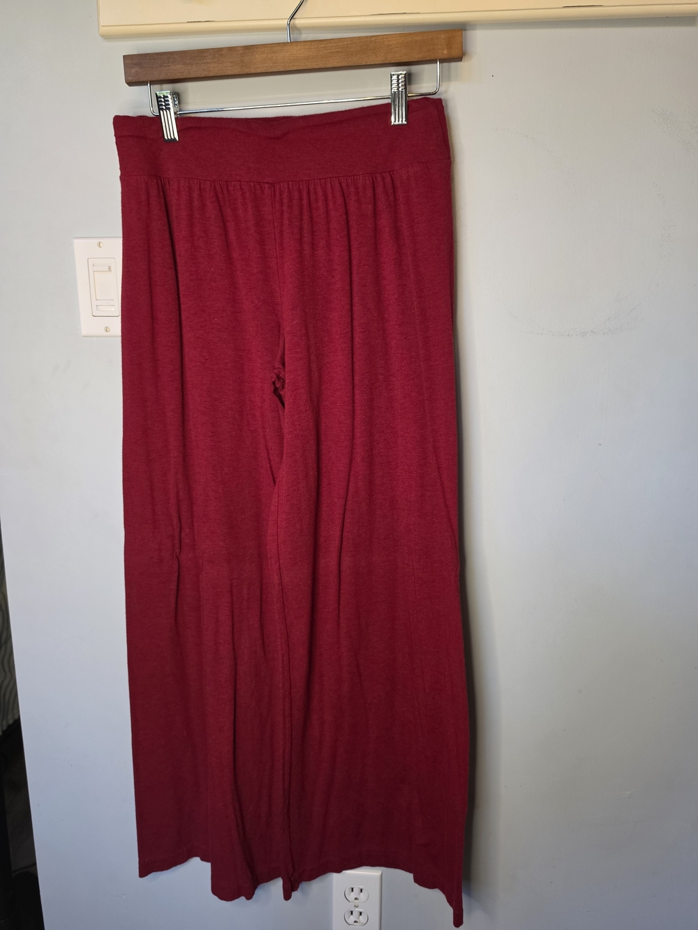 Spirite Wide Leg Palazzo Pants Cranberry Red Bamboo Organic Cotton Boho Med